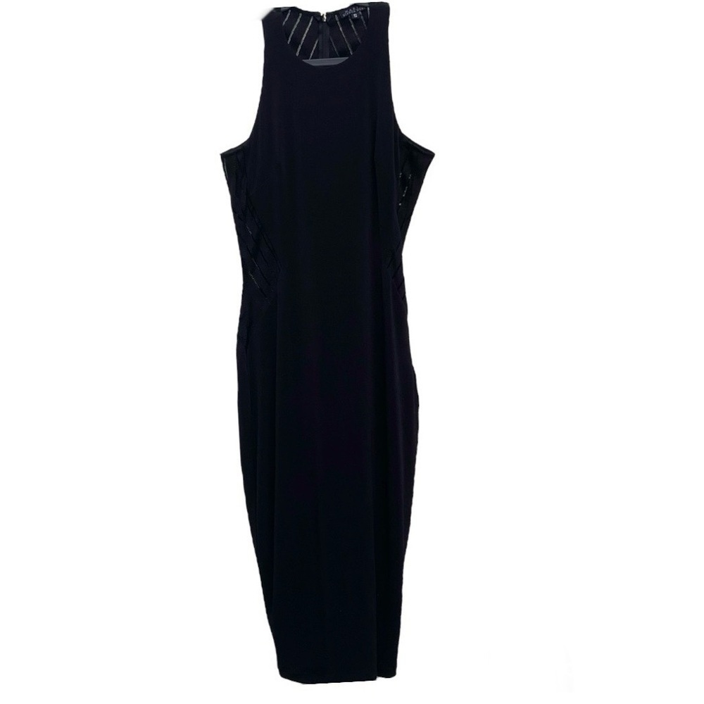 Maria Bianca Nero Black Dress Sheath Bodycon Midi a lace Back Cutouts Cocktail